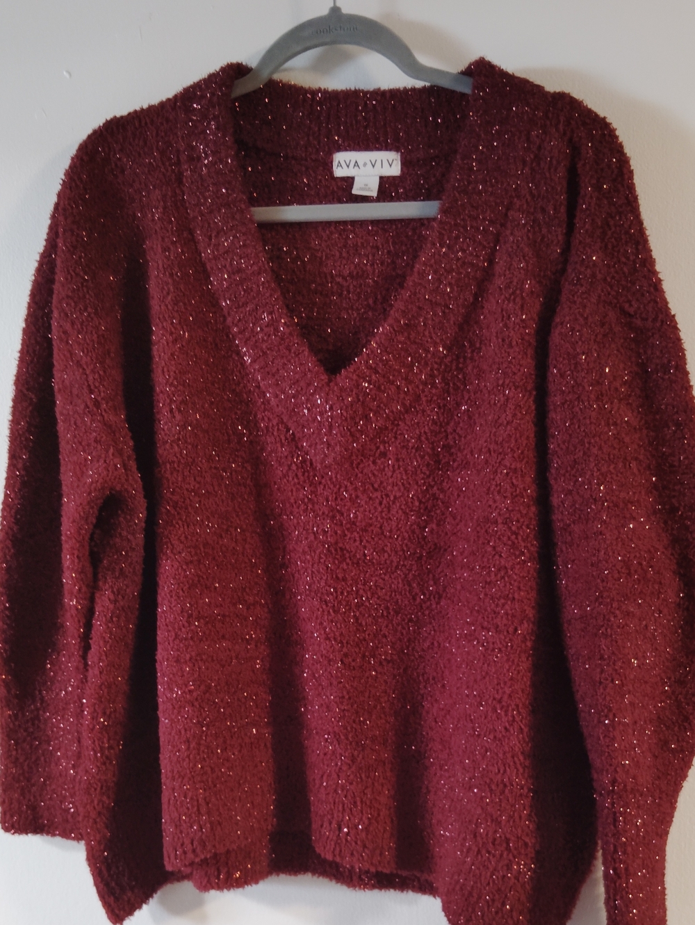 Lane Bryant Sparkly Burgundy Sweater.